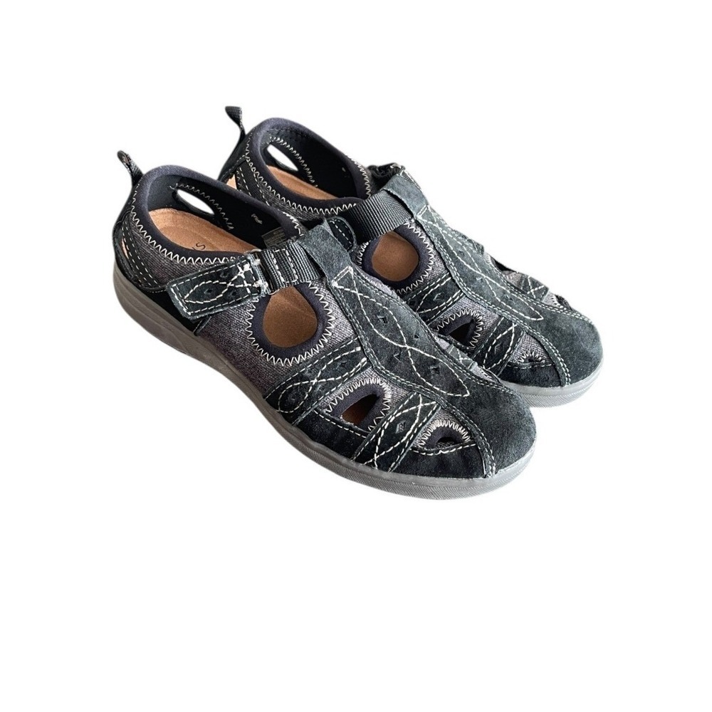 Earth Origins Women Black Effie Suede Sport Fisherman Sandals 6.5 M